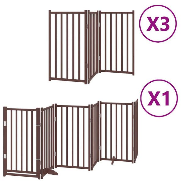 vidaXL Parc pour chien 15 éléments avec porte pliable marron 750 cm en bois de peuplier