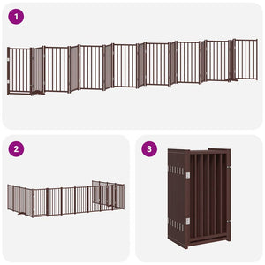 vidaXL Parc pour chien 15 éléments avec porte pliable marron 750 cm en bois de peuplier