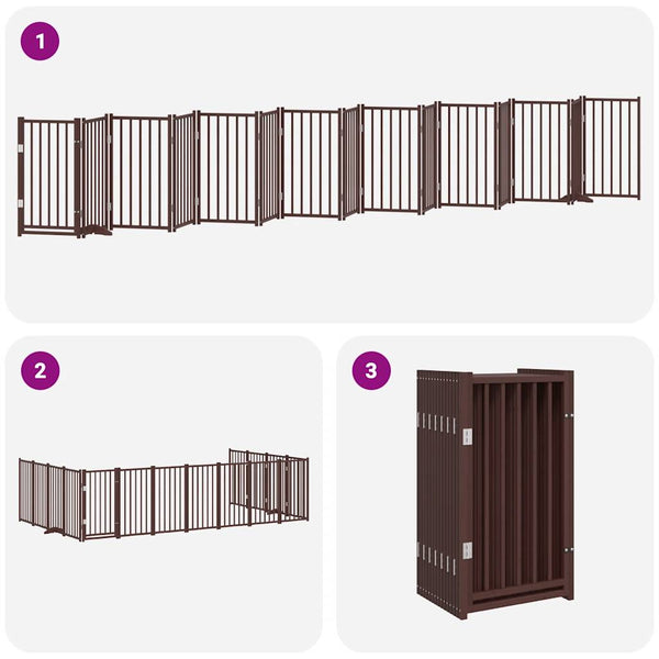 vidaXL Parc pour chien 15 éléments avec porte pliable marron 750 cm en bois de peuplier