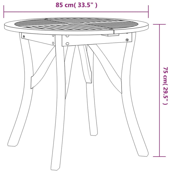 Gartentisch Akazie Ø 85cm Massivholz
