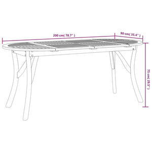 Akazienholz Gartentisch 200x90 cm