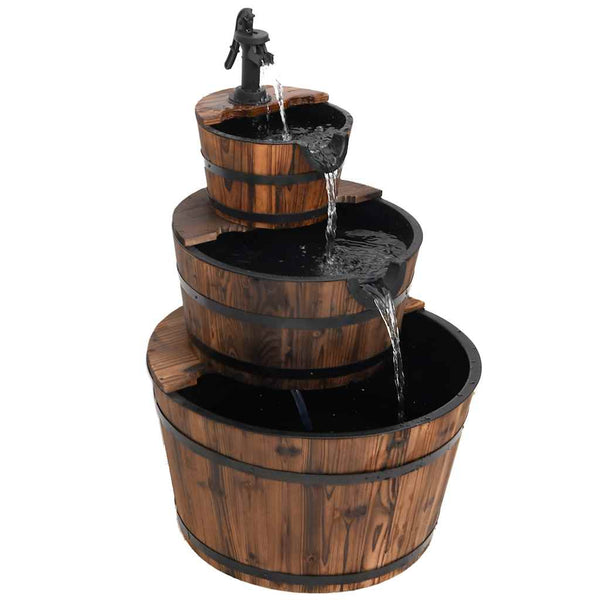 Gartenbrunnen Holz mit Pumpe 60x60x94cm