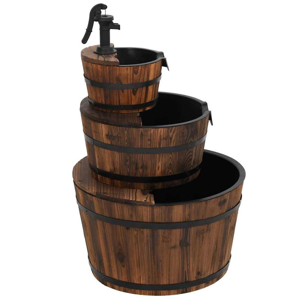 Gartenbrunnen Holz mit Pumpe 60x60x94cm