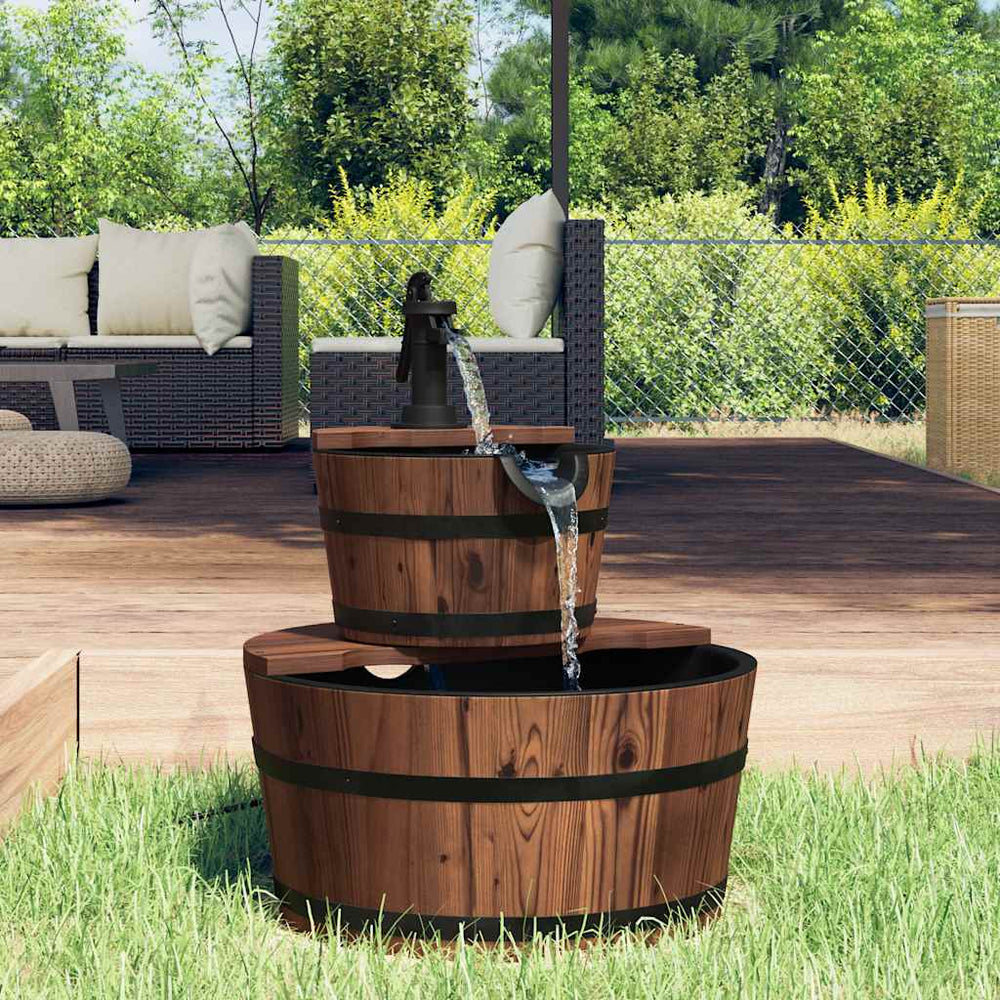 Gartenbrunnen mit Pumpe, Massivholz Tanne 58cm