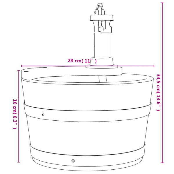Gartenbrunnen mit Pumpe aus Tannenholz