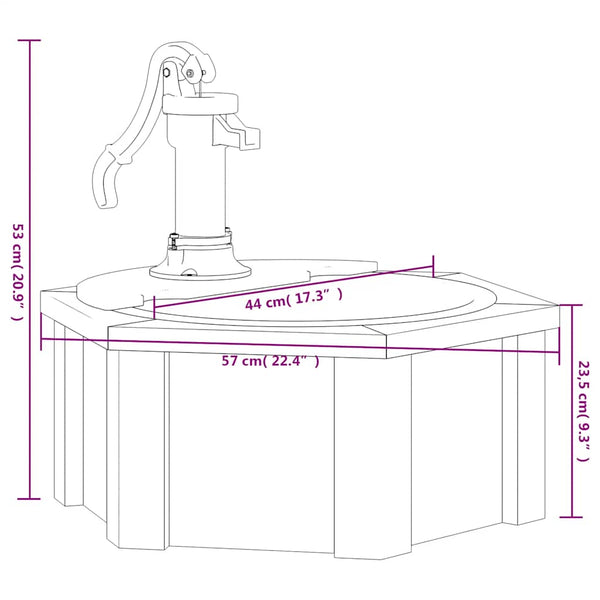 Gartenbrunnen mit Pumpe, Tannenholz