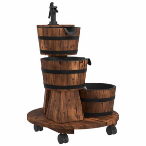 Gartenbrunnen Holz mit Rollen & Pumpe