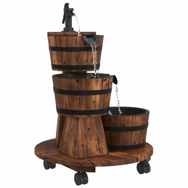 Gartenbrunnen Holz mit Rollen & Pumpe