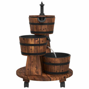 Gartenbrunnen Holz mit Rollen & Pumpe