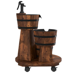 Gartenbrunnen Holz mit Rollen & Pumpe
