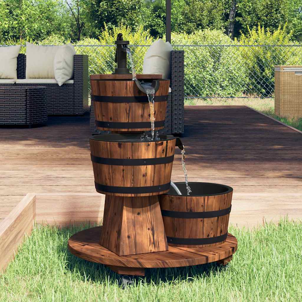Gartenbrunnen Holz mit Rollen & Pumpe