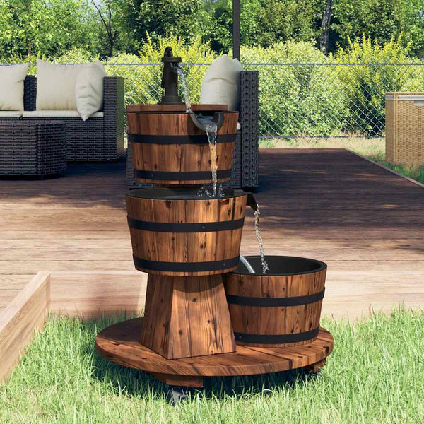 Gartenbrunnen Holz mit Rollen & Pumpe