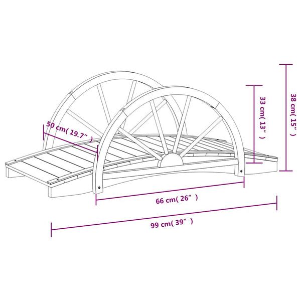 Gartenbrücke Holz mit Rad-Design