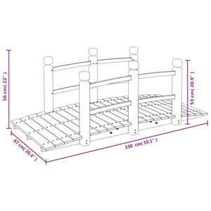 vidaXL Pont de jardin avec garde-corps 150x67x56 cm Bois de sapin massif