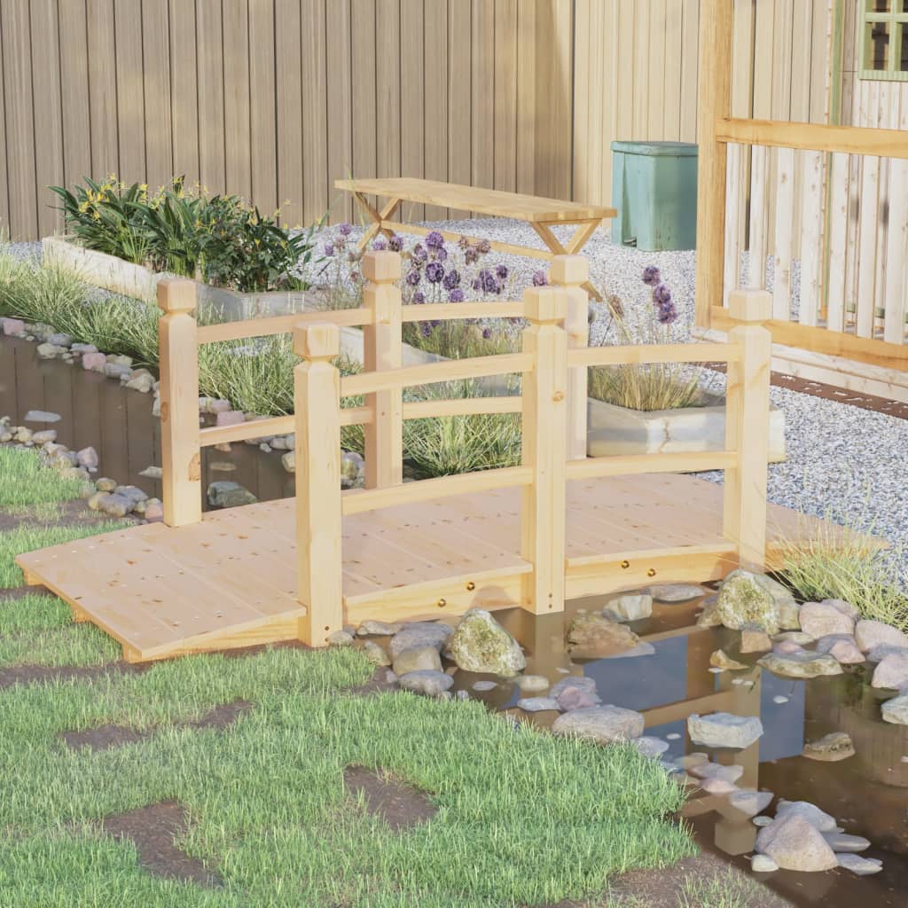 vidaXL Pont de jardin avec garde-corps 150x67x56 cm Bois de sapin massif
