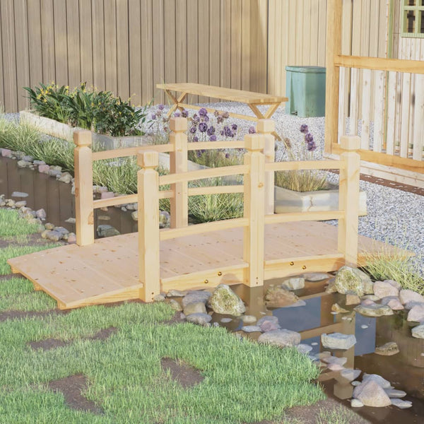 vidaXL Pont de jardin avec garde-corps 150x67x56 cm Bois de sapin massif