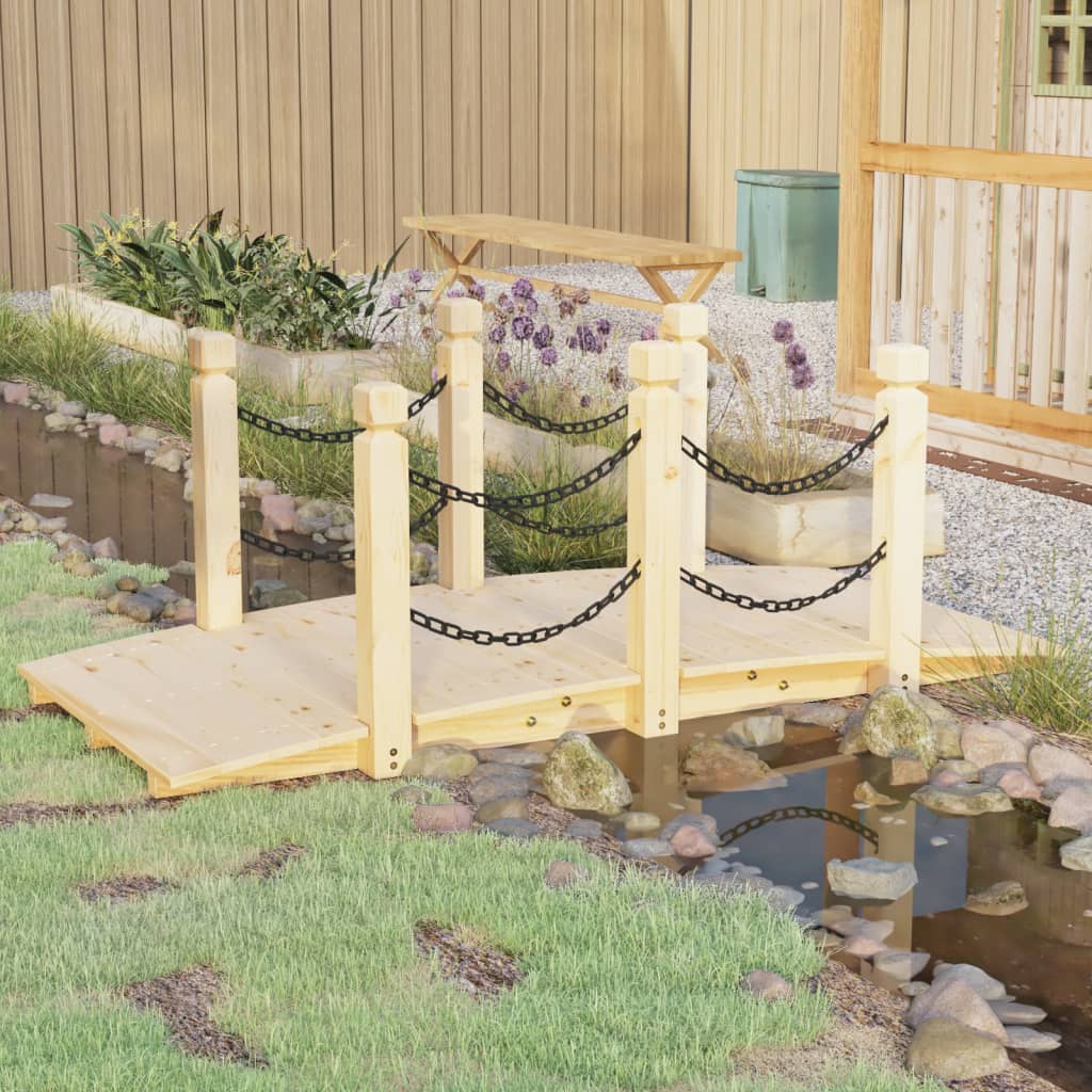 Gartenbrücke aus Fichtenholz mit Geländer