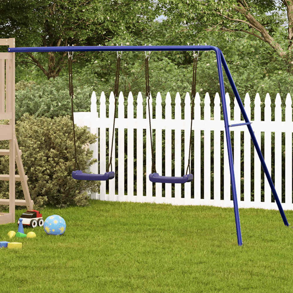 vidaXL Balançoires pour enfants 2 pcs Bleu 265x156,5x155,5 cm Polypropylène