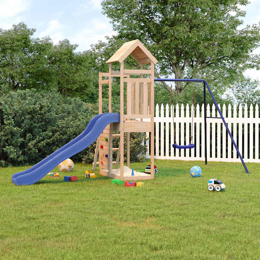 vidaXL Toboggan et balançoire pour maison de jeu bleu polypropylène