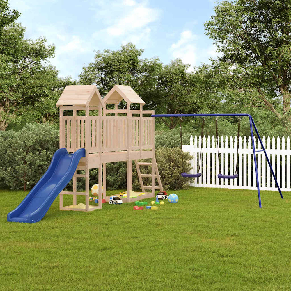 vidaXL Toboggan et balançoires pour maison de jeu Bleu Polypropylène