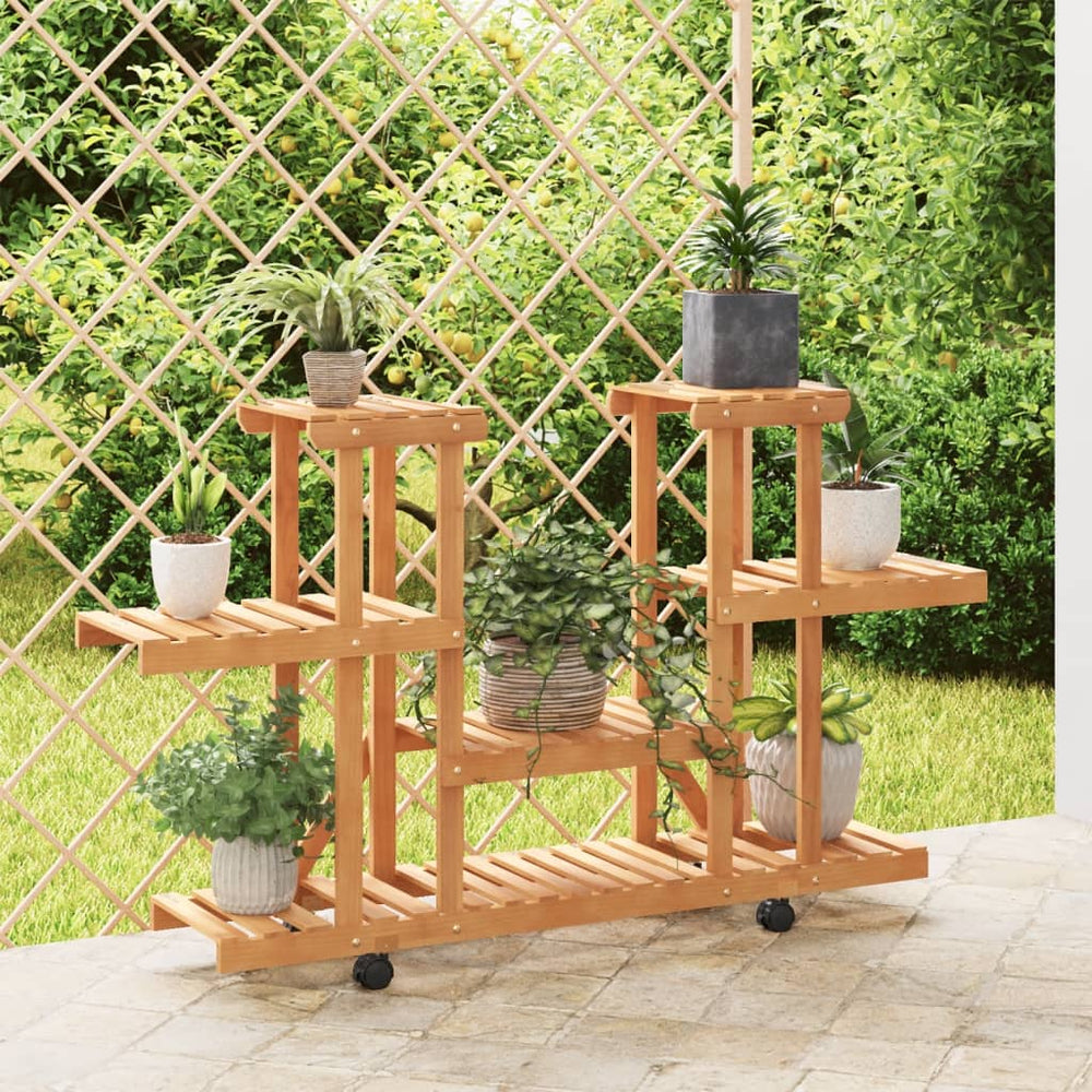 Blumenständer mit Rollen, Massivholz