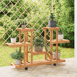 Blumenständer mit Rollen, Massivholz