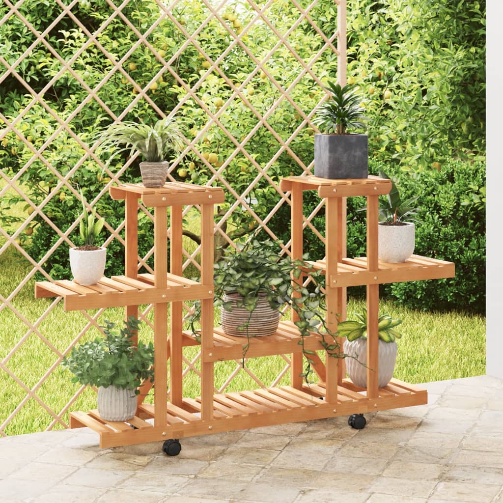 Blumenständer mit Rollen, Massivholz
