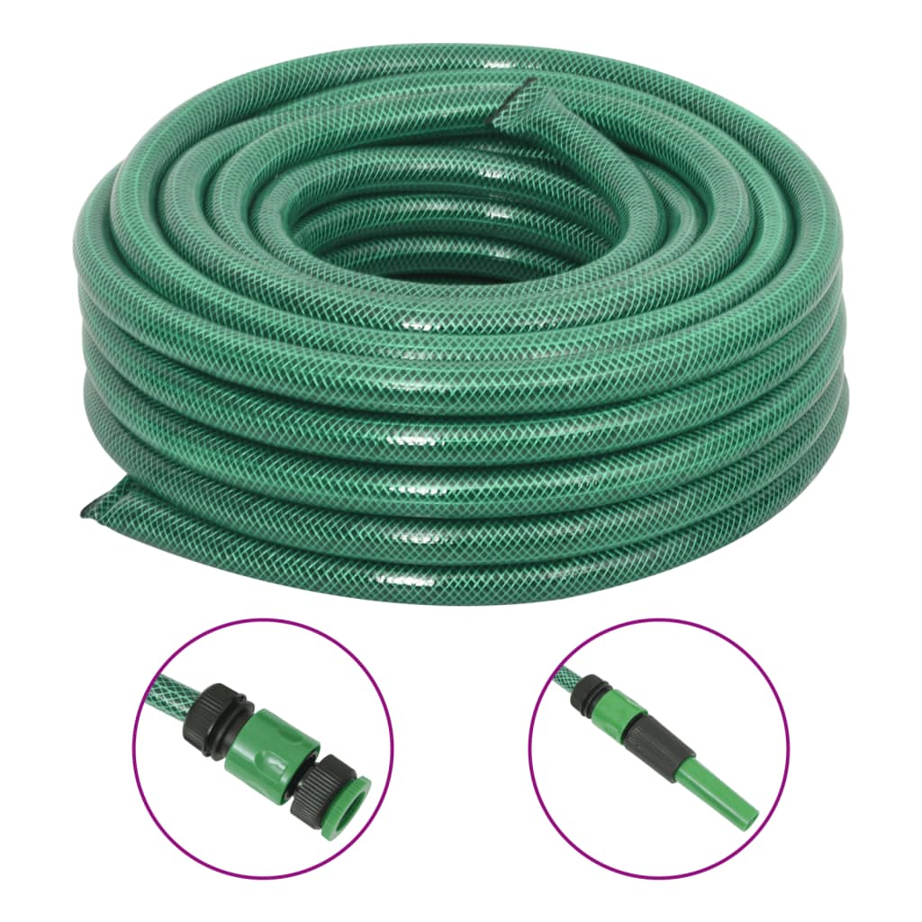 Gartenschlauch mit Kupplung-Set Grün 0,75" 100 m PVC