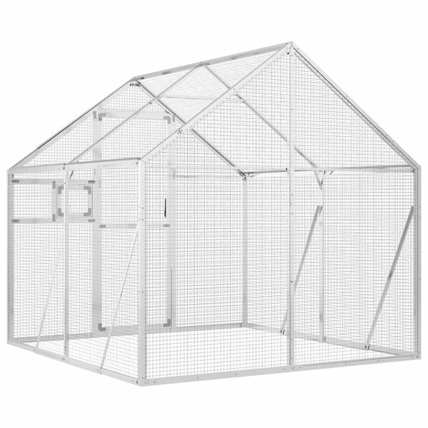 Voliere Silbern 1,79x2x1,85 m Aluminium