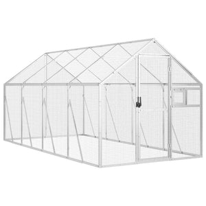 Voliere Silbern 1,79x4x1,85 m Aluminium