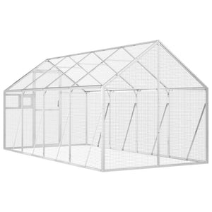 Voliere Silbern 1,79x4x1,85 m Aluminium