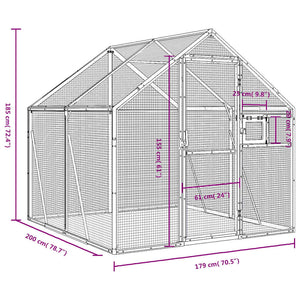Voliere Anthrazit 1,79x2x1,85 m Aluminium