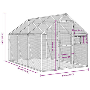 Voliere Anthrazit 1,79x3x1,85 m Aluminium