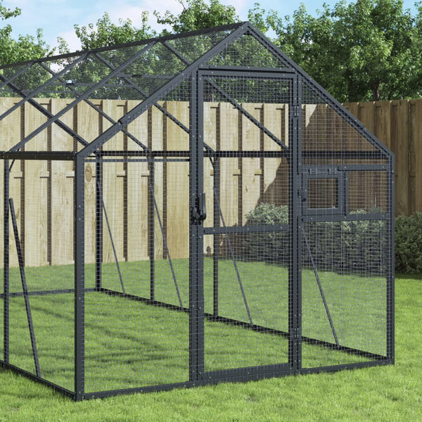 Voliere Anthrazit 1,79x4x1,85 m Aluminium