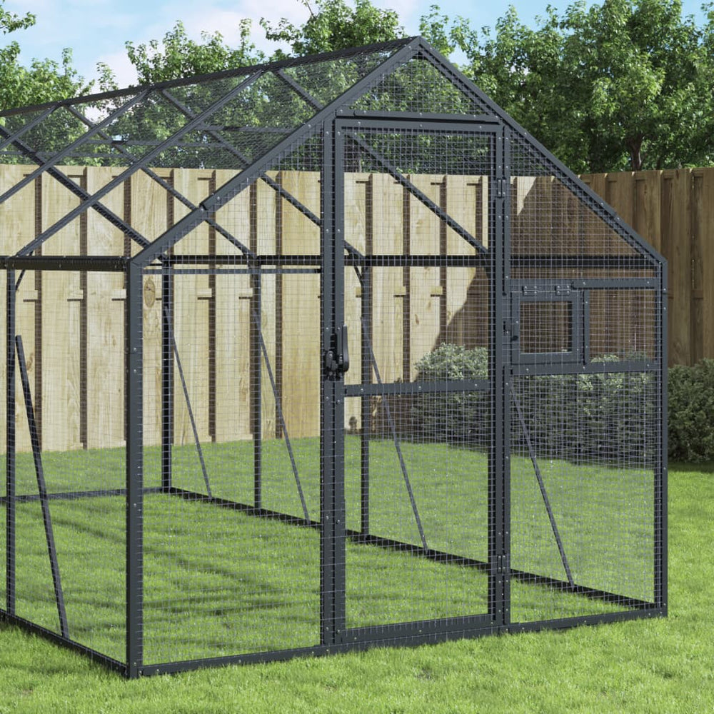 Voliere Anthrazit 1,79x8x1,85 m Aluminium