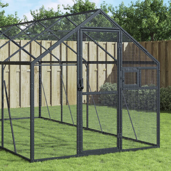 Voliere Anthrazit 1,79x8x1,85 m Aluminium