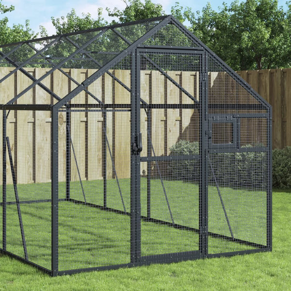 Voliere Anthrazit 1,79x10x1,85 m Aluminium