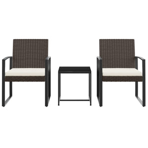 vidaXL Salon de jardin 3 pcs avec coussins, résine tressée marron