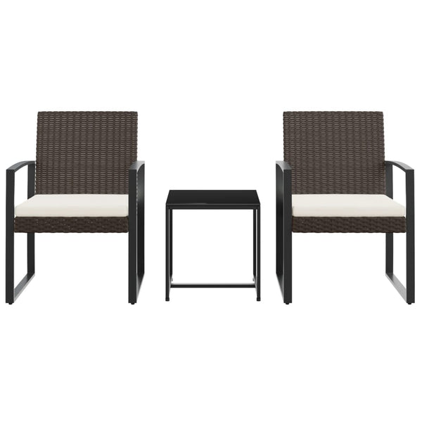 vidaXL Salon de jardin 3 pcs avec coussins, résine tressée marron