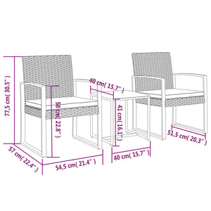 vidaXL Salon de jardin 3 pcs avec coussins, résine tressée marron
