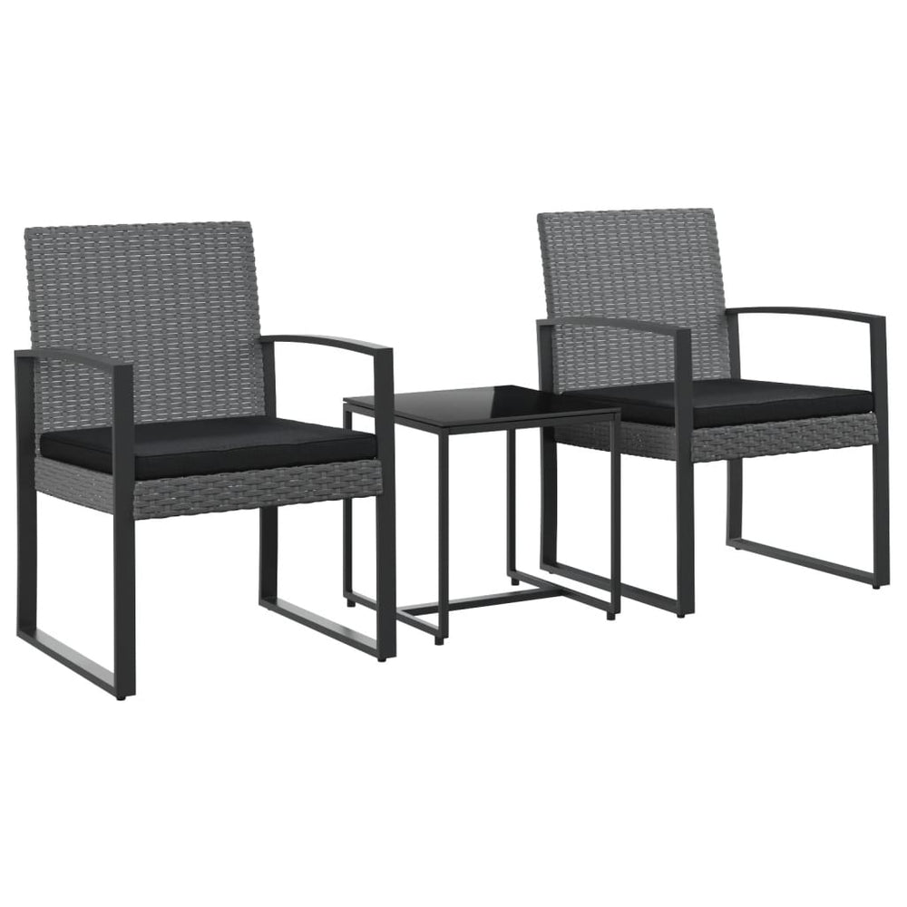 vidaXL Salon de jardin 3 pcs avec coussins Résine tressée gris foncé