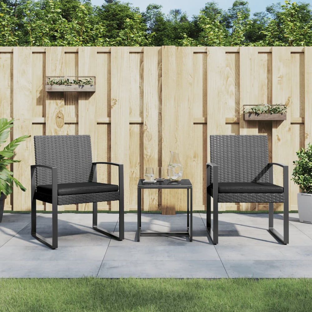 vidaXL Salon de jardin 3 pcs avec coussins Résine tressée gris foncé