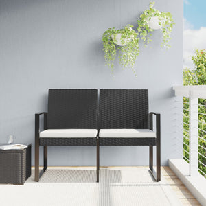 Gartenbank 2-Sitzer Schwarz mit Kissen