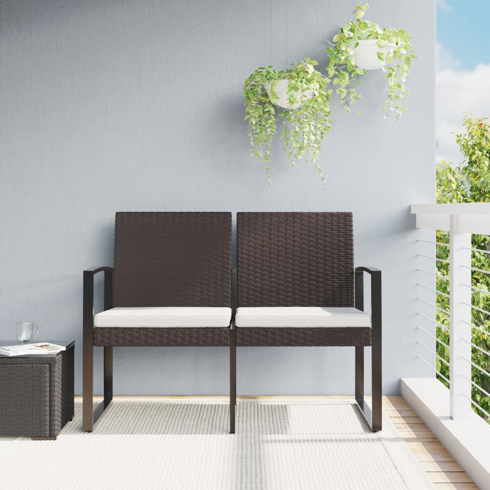 2-Sitzer Gartenbank mit Kissen, Braun