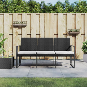 3-Sitzer Gartenbank mit Kissen, Schwarz