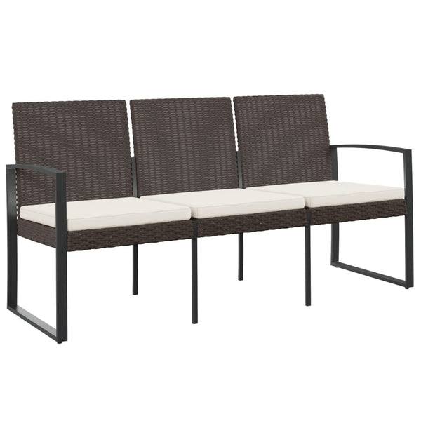 vidaXL Banc de jardin 3 places avec coussins résine tressée marron