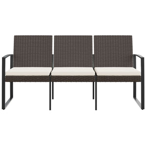vidaXL Banc de jardin 3 places avec coussins résine tressée marron