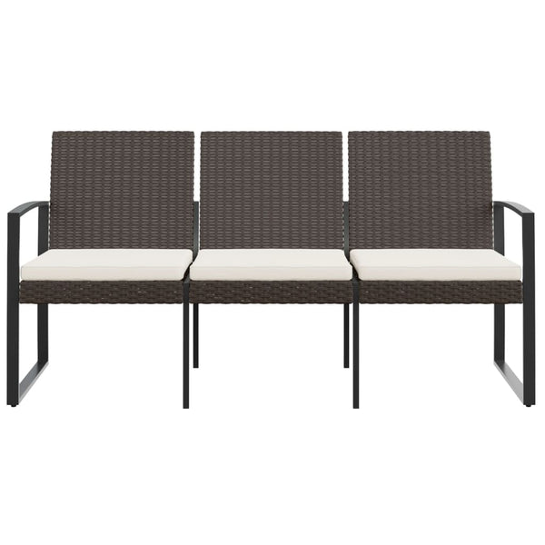vidaXL Banc de jardin 3 places avec coussins résine tressée marron