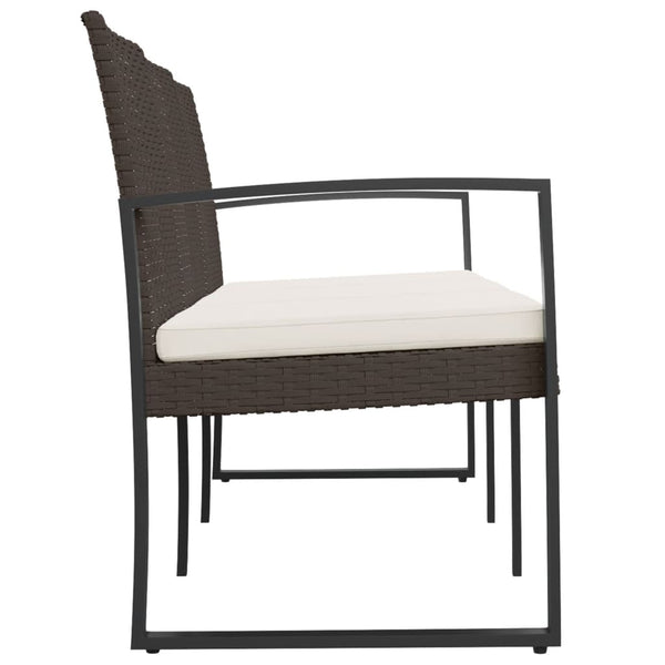 vidaXL Banc de jardin 3 places avec coussins résine tressée marron