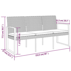 vidaXL Banc de jardin 3 places avec coussins résine tressée marron